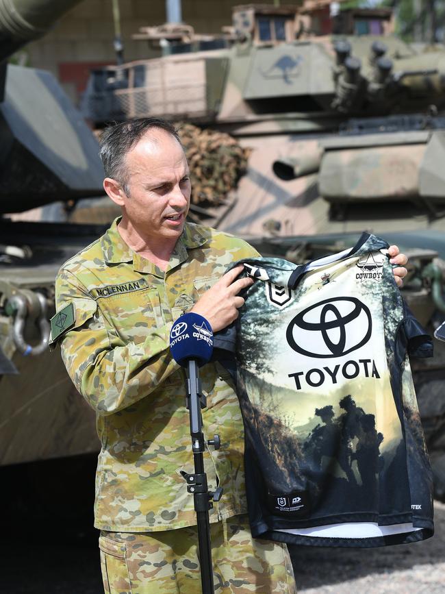 Colonel Ben McLennan at the Cowboys Defence Jersey launch. Picture: Shae Beplate.