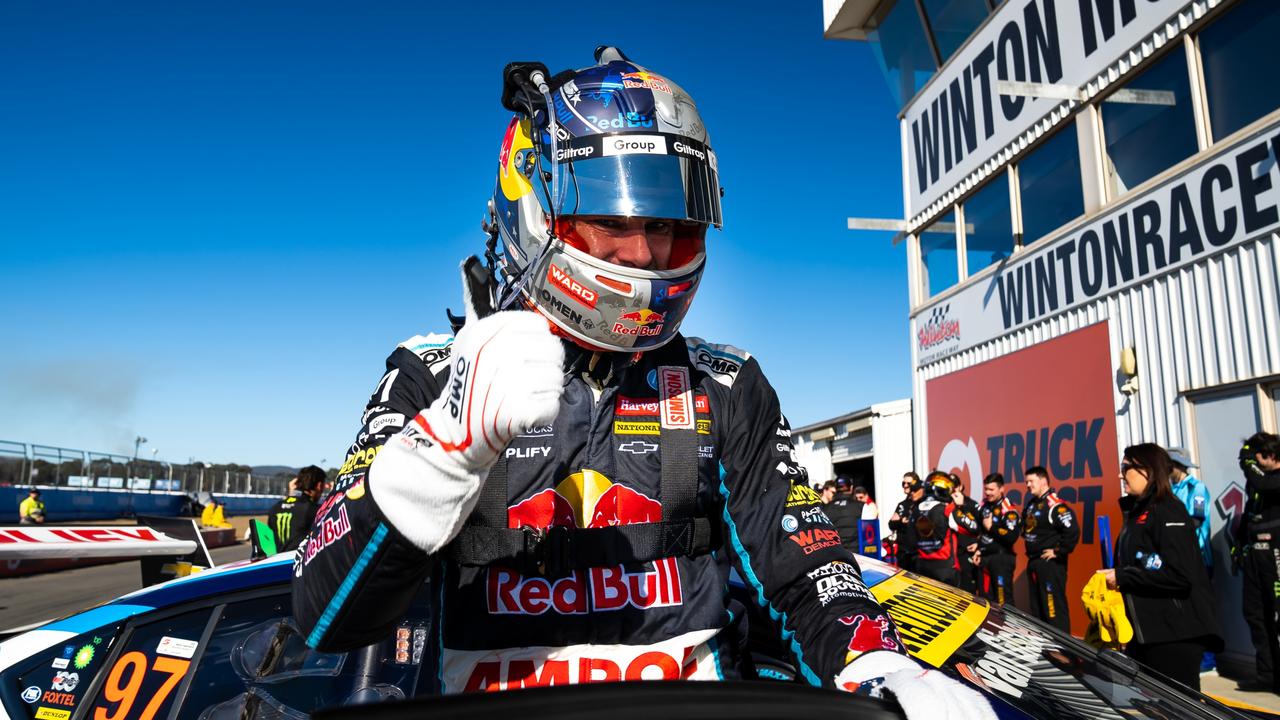 Van Gisbergen after taking out race 2 of the Winton SuperSprint round. Picture: Daniel Kalisz/Getty Images