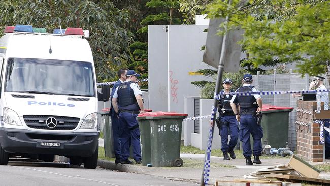 Police on the scene after the shooting. Picture: NewsWire / John Appleyard