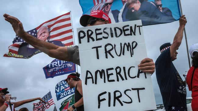 Supporters of former US President and Republican presidential candidate Donald Trump show their support on election day. Picture: Giorgio Viera/AFP