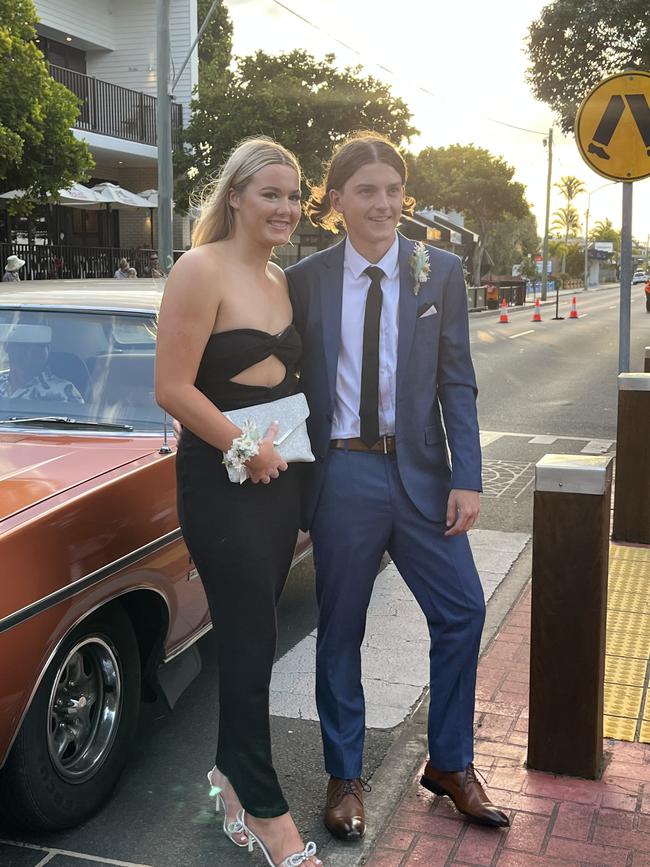 Joey Murphy and Corindi Sterland arrive at the Fraser Coast Anglican College formal.