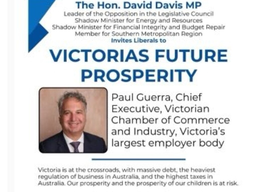 Paul Guerra was confirmed as a guest speaker at a Liberal Party fundraiser set for next week.