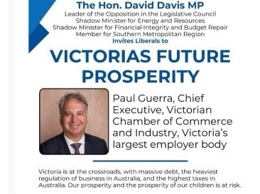 Paul Guerra was confirmed as a guest speaker at a Liberal Party fundraiser set for next week.