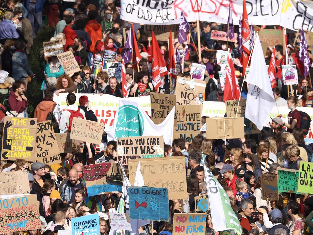 Protesters take part in a demonstration against climate change in Brussels, on October 10. Picture: Kenzo Tribouillard / AFP