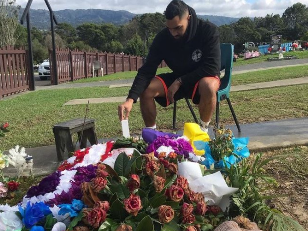 James Vake at his brother Fau's grave in Auckland.