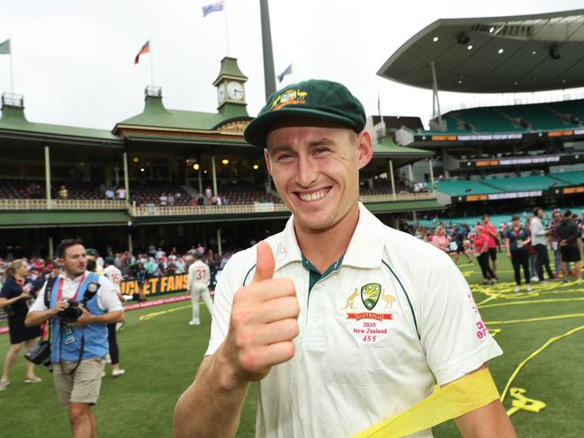 Australia's Marnus Labuschagne was named player of the series after Day 4 of the Sydney Test match between Australia and New Zealand at the SCG. Picture: Brett Costello