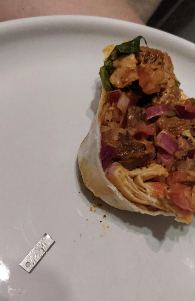 Allie Strange says she found a razor in her burrito. Pic: Supplied