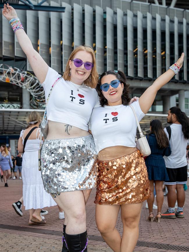 SYDNEY, AUSTRALIA - Daily Telegraph Photos February 26, 2024: Bek and Erika at Taylor Swift's The Eras Tour concert held at Accor Stadium in Sydney. Picture: Christian Gilles