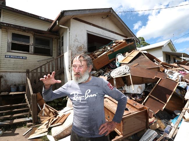 For : The Daily Telegraph : Flood Clean up in Lismore NSW 7 March 202264 year old Ken Bridge at his home in South Lismore in the aftermath of the devastating floods.Photograph : Jason O'Brien