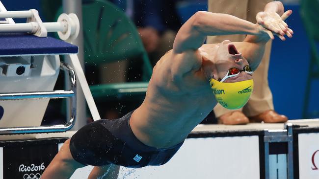 Mitch Larkin qualified second fastest in the men's 200m backstroke. Picture: Phil Hillyard