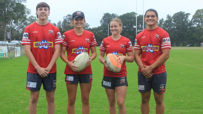 Illawarra Steelers captains for 2024 (L-R) Lexin O'Dea, Tahlia O'Brien, Kasey Reh, Daniel Meafou. Picture: Kevin Merrigan