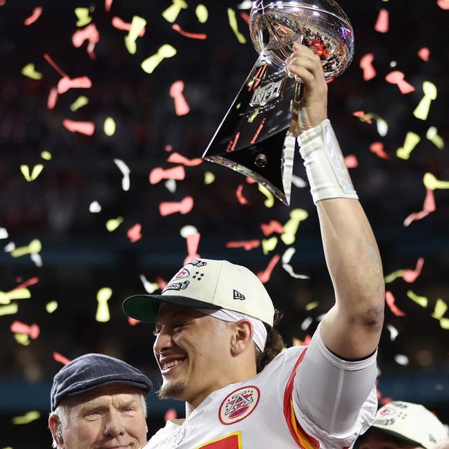 Patrick Mahomes after winning the Super Bowl. Picture: Getty Images