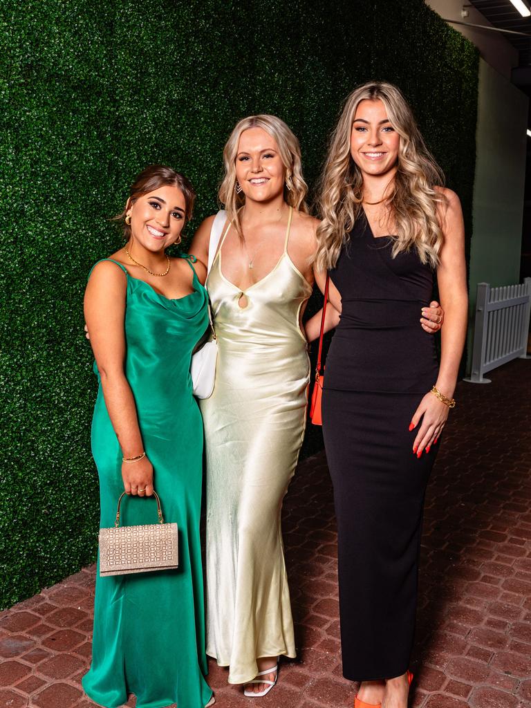 Maria Papadelias, Grace White, and Mackenzie Banks. Guilford Young College, Leavers Dinner 2023. Picture: Linda Higginson