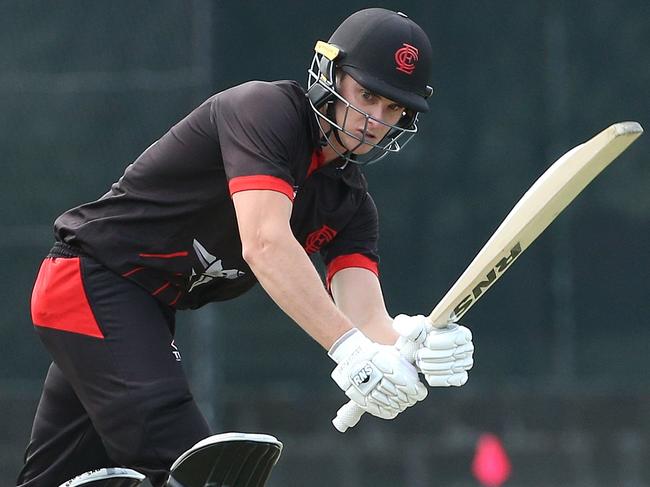 James Seymour of Essendon batting during Premier Cricket: Essendon v Greenvale Kangaroos on Saturday, October 12, 2019, in Essendon, Victoria, Australia. Picture: Hamish Blair