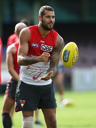 Lance Franklin is battling a knee injury. Picture: Phil Hillyard