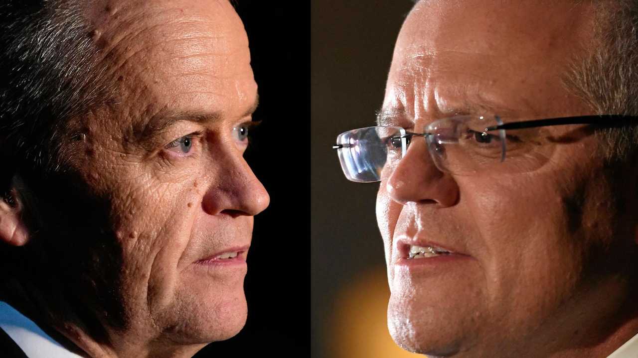 Bill Shorten and Scott Morrison. Picture: BIANCA DE MARCHI/TRACEY NEARMY