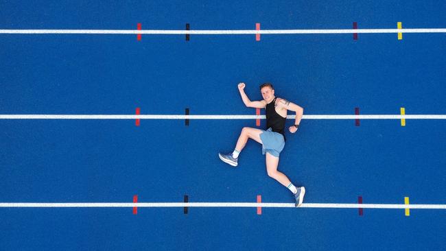 Geelong’s Richie Egan will run 200km - equivalent to 500 laps - around Landy Field athletics track in March. Picture: Brad Fleet