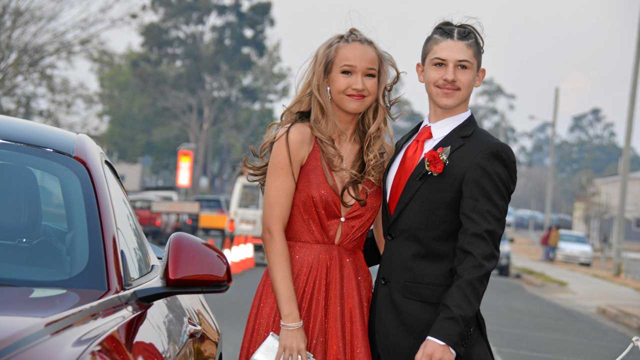 Kaylea Rowlinson and Jakoda Lindenberg at the Murgon formal on September 19, 2019. Picture: Jessica McGrath