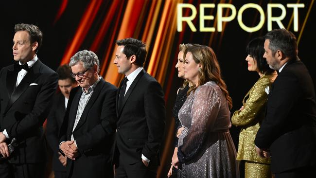 Tom Steinfort accepts the Logie Award for Best News Coverage or Public Affairs Report. Picture: Getty