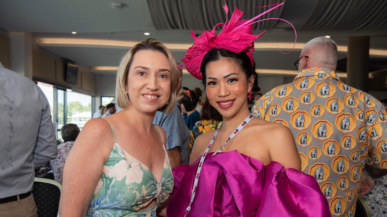 Irene Kalitsis and Cherry Sommer-Ball at the Chief Minister's Cup Day at the Darwin Turf Club on Saturday, July 13. Picture: Pema Tamang Pakhrin