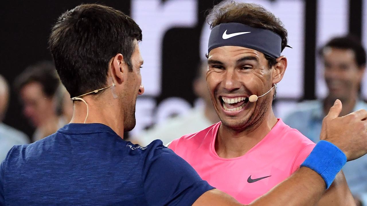 Rafael Nadal was in a very playful mood. Photo: WILLIAM WEST / AFP