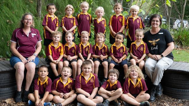 Monkland State School Prep 2023 - Back row (L- R): Clint Casey, Elnora Williams, Mianetta Carnie, Brooklyn Tompkins, Harley Dunkinson &amp; Kieran Birch. <br/>Middle Row (L to R) :- Mrs Papamanolis (Teacher Aide), Ollie Negus, Tyler Armitage, Brinn Townsend, Tor Smith, Anwar Lo, Eugene Wieff, Mrs Foster (Teacher). <br/>Front Row (L to R): Nevada Gosden, Malakai Krause, Finnley Cozens, John Simpson and Logan Dicker. Picture: Christine Schindler