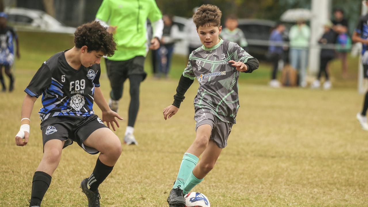 U/12 Football NT (Green Socks) V the FB 9 Academy in the Premier Invitational Football Carnival at Nerang. Picture: Glenn Campbell