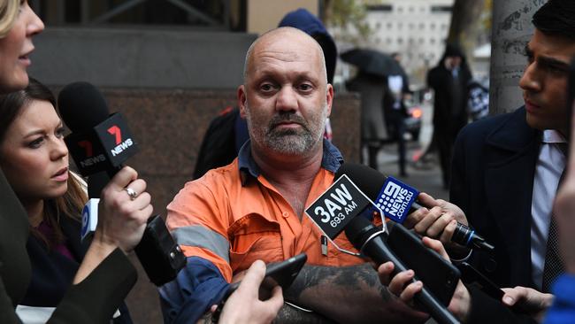 Jared Pihlgren leaves Melbourne Magistrates’ Court. Picture: AAP