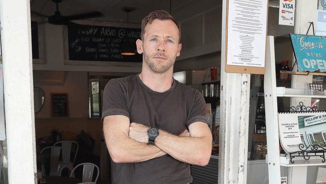 Wilston cafe owner Keith Nunns at Willow and Spoon has faced a horror spate of challenges including floods, blackouts and break-ins. Picture: Annette Dew