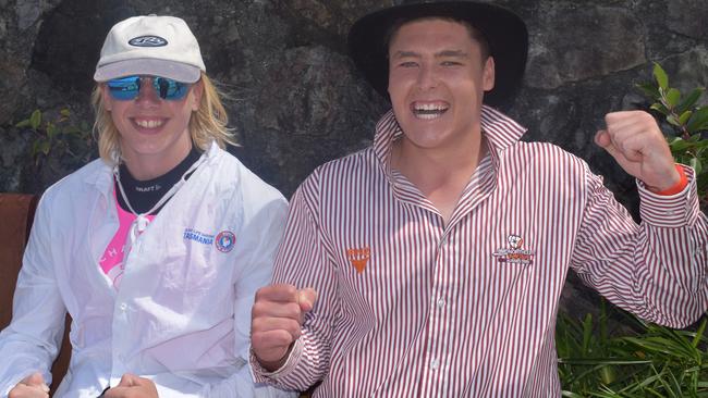 Alex Woodhouse and Dylan Askew at day two of the Senior and Masters division of the 2023 Queensland Surf Life Saving Championships at Mooloolaba. Photo: Elizabeth Neil