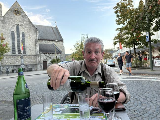 Daily Telegraph cartoonist Warren Brown takes a well-earned break from driving in Belgium.