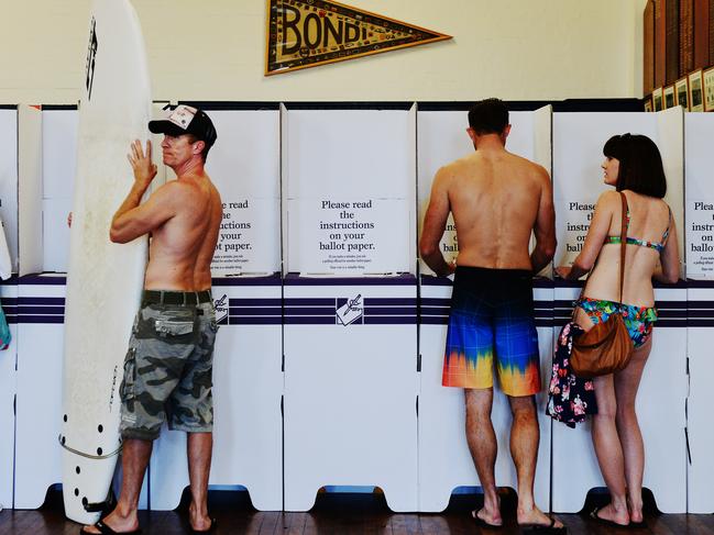The Bondi Bathers Club polling booth in 2013. Picture: Braden Fastier