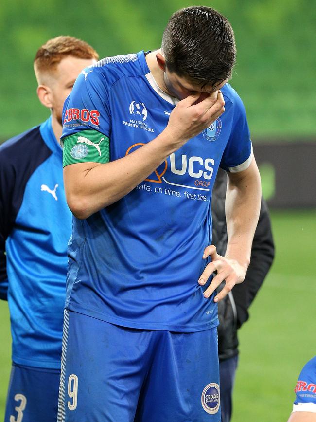 Liam Boland after Avondale’s NPL grand final defeat. Picture: Hamish Blair