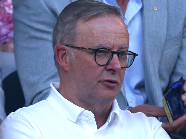 MELBOURNE, AUSTRALIA - JANUARY 28: Prime Minister of Australia Anthony Albanese looks on ahead of the Men's Singles Final match between Jannik Sinner of Italy and Daniil Medvedev during the 2024 Australian Open at Melbourne Park on January 28, 2024 in Melbourne, Australia. (Photo by Graham Denholm/Getty Images)