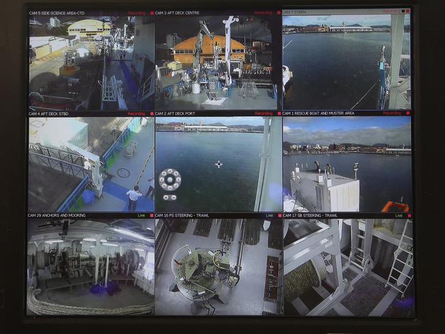 CCTV cameras are located around the ship to give the bridge a comprehensive view of what’s going on. Picture: NIKKI DAVIS-JONES