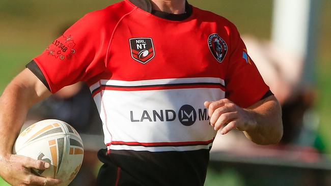 Bears Sam McAuley runs in Litchfield's second try  as Premiers Litchfield take on South Darwin in the opening round of NRL NT.Picture GLENN CAMPBELL