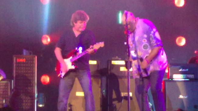 Geoff (Tuffy) Tough and Brad Hooper playing with Keith Urban at the Brisbane Entertainment Centre on December 19, 2009.