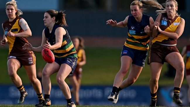 VAFA: St Kevin’s Tayla Nichols tries to gather the ball. Picture: Andy Brownbill