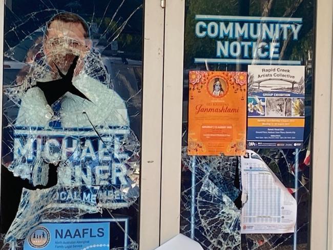 A 47-year-old man has been arrested after former Chief Minister Michael Gunner's Parap office was vandalised on Tuesday, August 2.