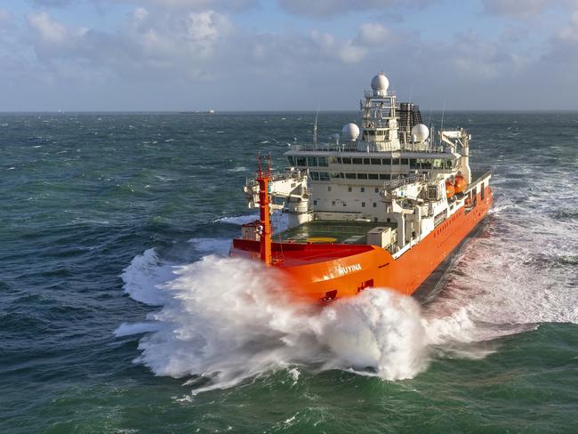 RSV Nuyina undertaking sea trials in the North Sea. Picture: Flying Focus/Australian Antarctic Division