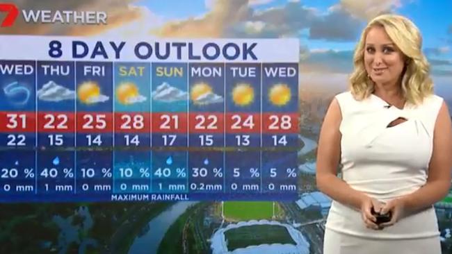 Jane Bunn presents the weather on Channel 7 earlier this year.