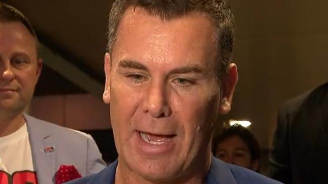 Wayne Carey breaks his silence on his Perth casino incident outside Wagga Wagga RSL. Picture: Nine News