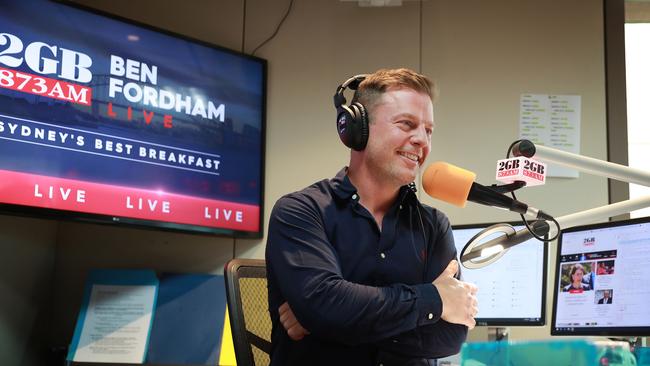 Ben Fordham in his 2GB radio studio. Picture: John Feder/The Australian.