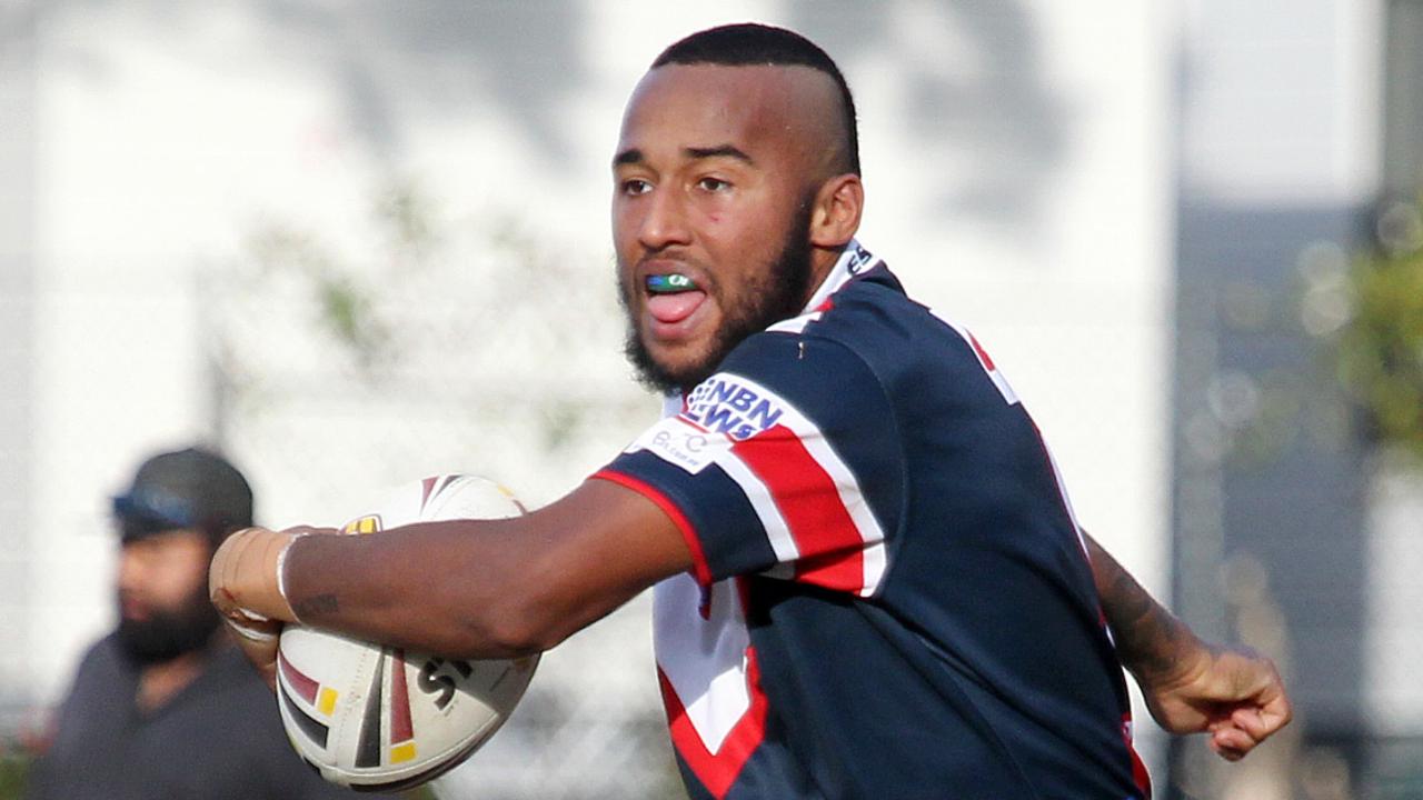 Former Erina player Jackson Watson in action in the Central Coast Division Rugby League top of the table clash against Wyong at Erina Oval. Picture: Mark Scott