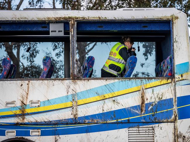 The girls were sitting next to each other on the school bus when the smash happened. Picture: Jake Nowakowski