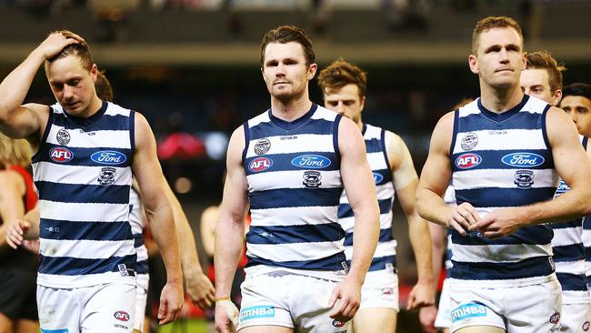 Patrick Dangerfield, centre, says congestion is AFL’s biggest on-field issue.