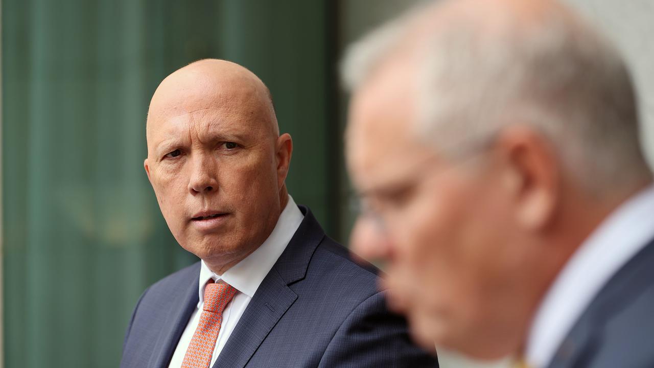 Defence Minister Peter Dutton has hit back at suggestions he and the Prime Minister are at odds over the nuclear deal. Picture: NCA NewsWire / Gary Ramage