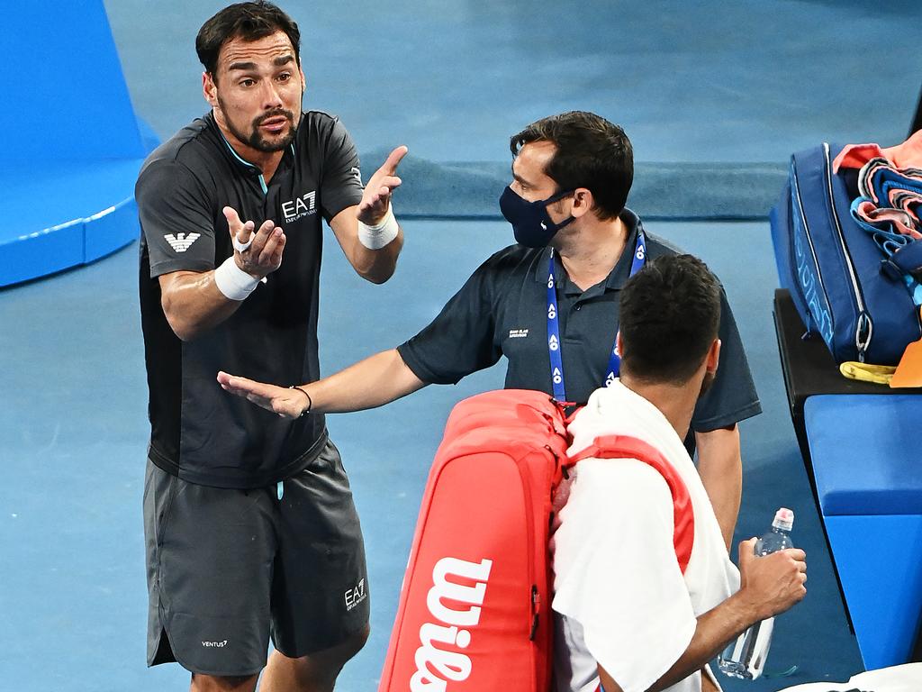 Australian Open 2021 fight Fabio Fognini furious spat reaction