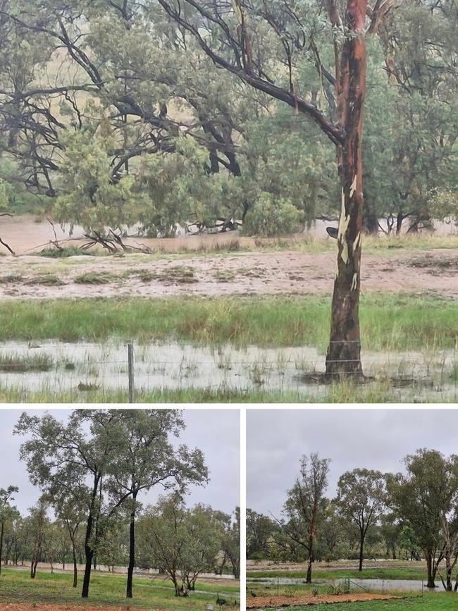 Yalebone Creek that runs between Roma and Surat in South West Qld has started to rise, impacting parts of Seventeen Mile Lane. Photos: Jodi Black