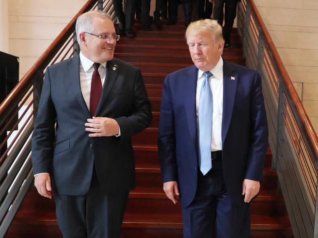 Prime Minister Scott Morrison holds a bilateral meeting with President Donald Trump from the USA at the G7 Summit in Biarritz, France on Sunday, August 25, 2019. Picture: Adam Taylor/PMO